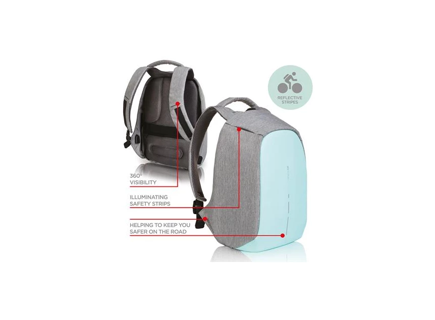 bergers xd design rugzak anti-diefstal anti theft blauw pastel beveiliging bobby