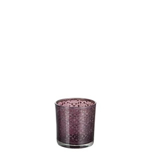 66130 Jolipa J-Line Theelichthouder bloemenmotief S Ø7cm H8cm Aubergine