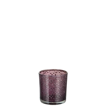 66130 Jolipa J-Line Theelichthouder bloemenmotief S Ø7cm H8cm Aubergine