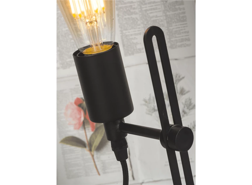 Seattle schakelaar E27 fitting 40W it's about romi verlichting verstelbaar tafellamp black zwart metaal textiel snoer