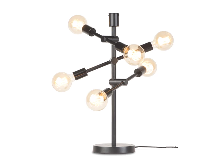 Nashville it's about romi tafellamp zwart metaal black 6 fittingen verstelbaar E27 40W modern design verlichting