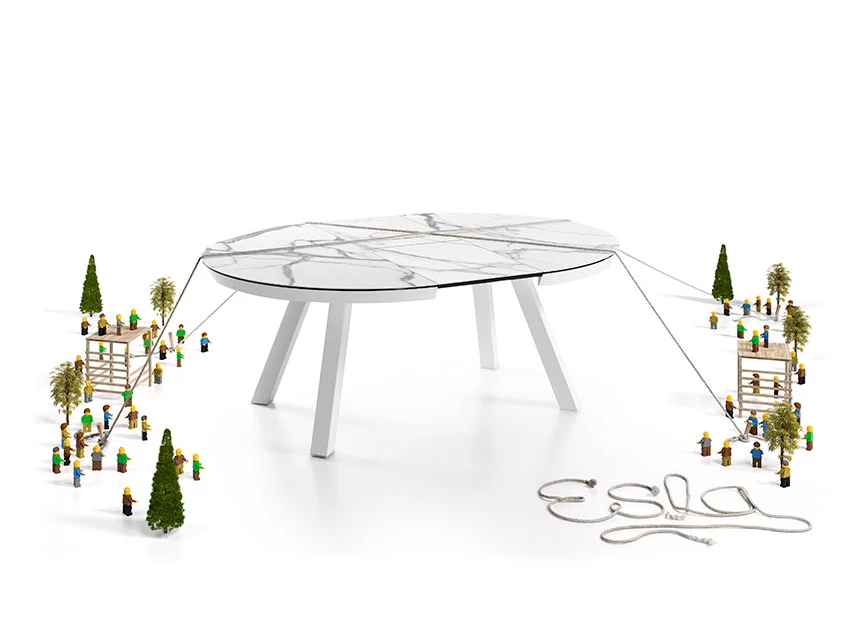 Esla elegant rond keramiek tafel eettafel mobliberica stabiliteit spaans design verlengbaar