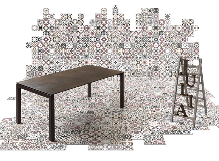 Julia eettafel verlengbaar verlengtafel woonkamer spaans design mobliberica keramiek roestvrij staal