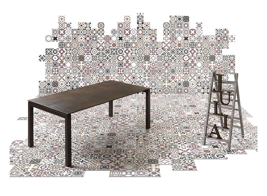 Julia eettafel verlengbaar verlengtafel woonkamer spaans design mobliberica keramiek roestvrij staal