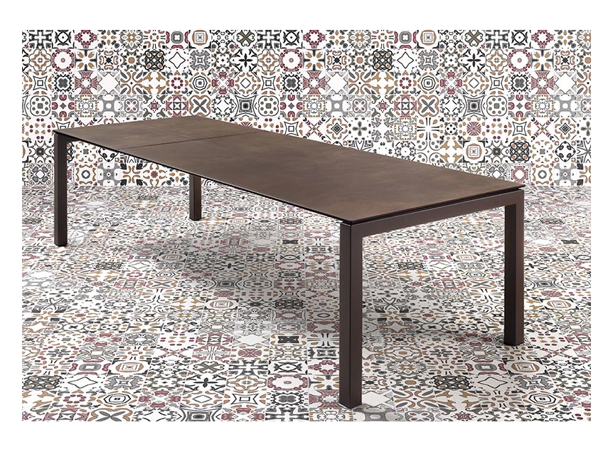 Julia eettafel verlengbaar verlengtafel mobliberica keramiek roestvrij staal woonkamer spaans design