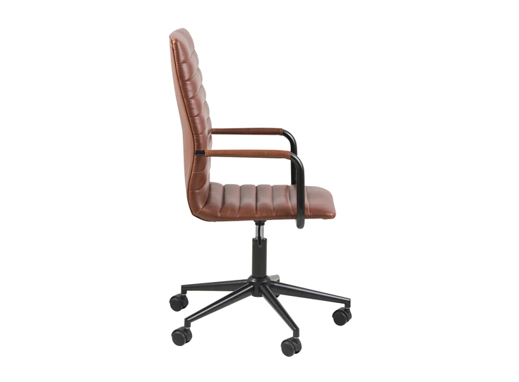 winslow metalen armen bureaustoel vintage brandy lederlook bureelstoel pu desk chair actona