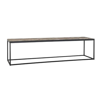 Herringbone visgraat motief oude eik tafelblad zwart ijzer onderstel richmond interiors industrieel design