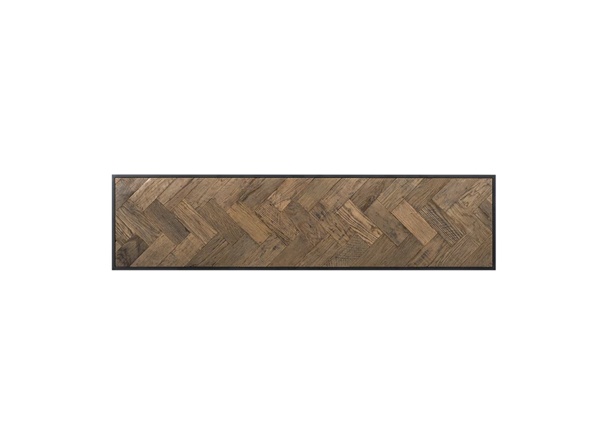 Herringbone oude eik tafelblad zwart ijzer industrieel design visgraat motief onderstel richmond interiors