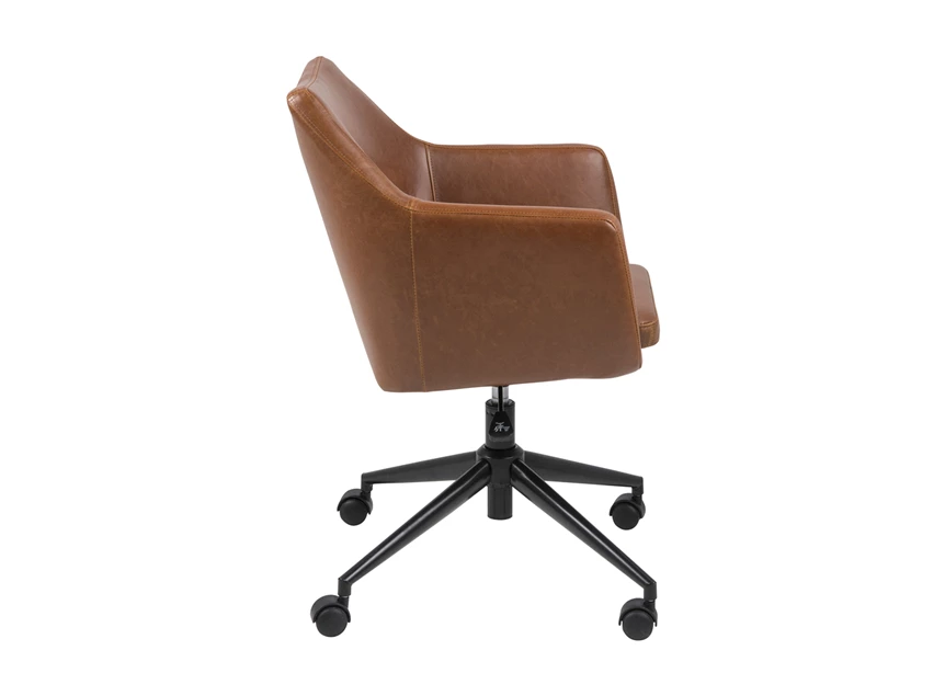 86938 bureaustoel Nora desk chair brandy lederlook vintage zijaanzicht