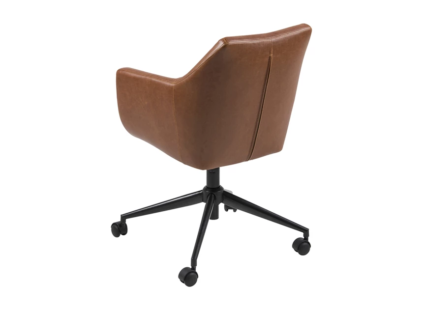 86938 bureaustoel Nora desk chair brandy lederlook vintage schuin aanzicht achterkant