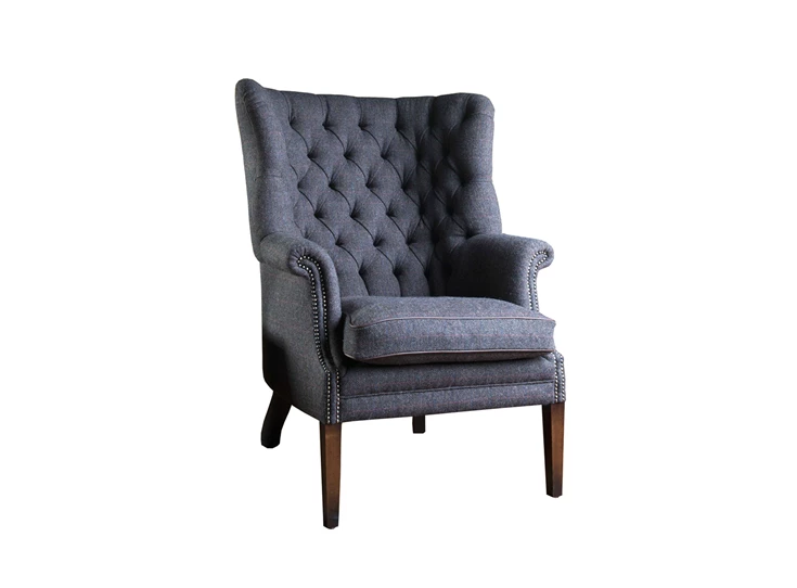 Mackenzie tetrad chair visgraat stof nagels knopen engelse stijl mahonie poten armen