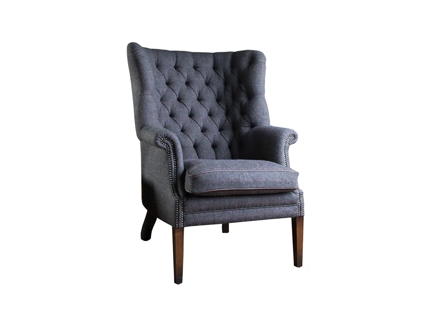 Mackenzie tetrad chair visgraat stof nagels knopen engelse stijl mahonie poten armen