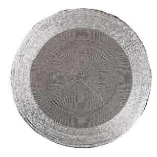 757011 placemat rond 2-kleurig zilver kralen