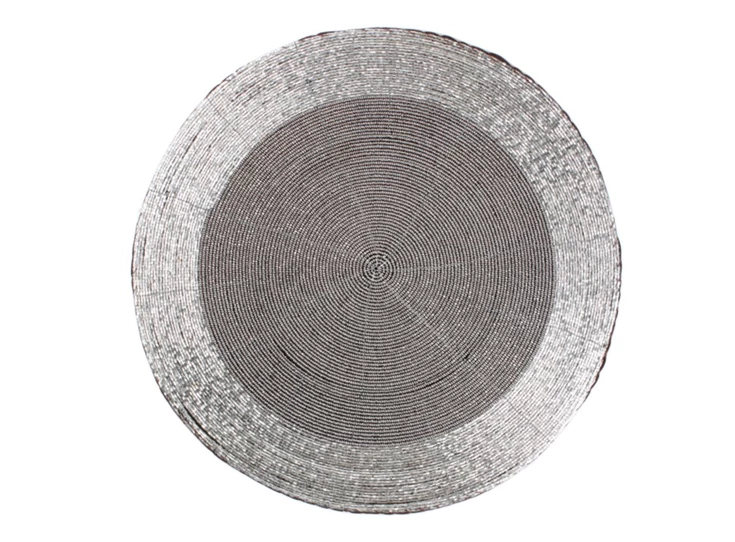 757011 placemat rond 2-kleurig zilver kralen
