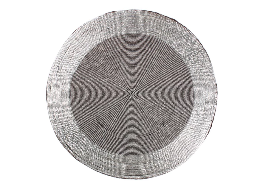 757011 placemat rond 2-kleurig zilver kralen