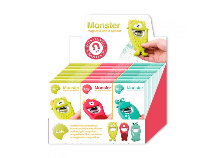 Monster bottle opener flesopener display rubber handvat metaal magneet B26583