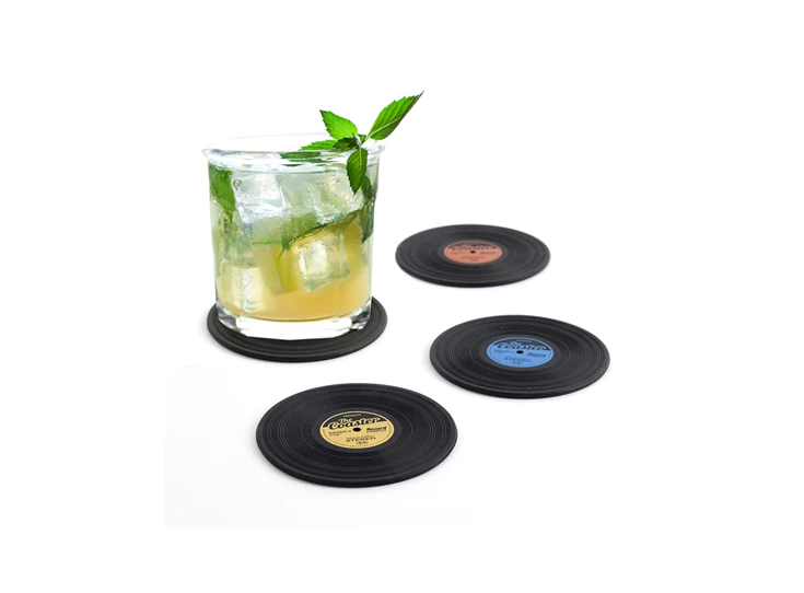 Coasters onderzetters balvi B25416 bergers set/4 LP vinyl silicone glas onderleggers
