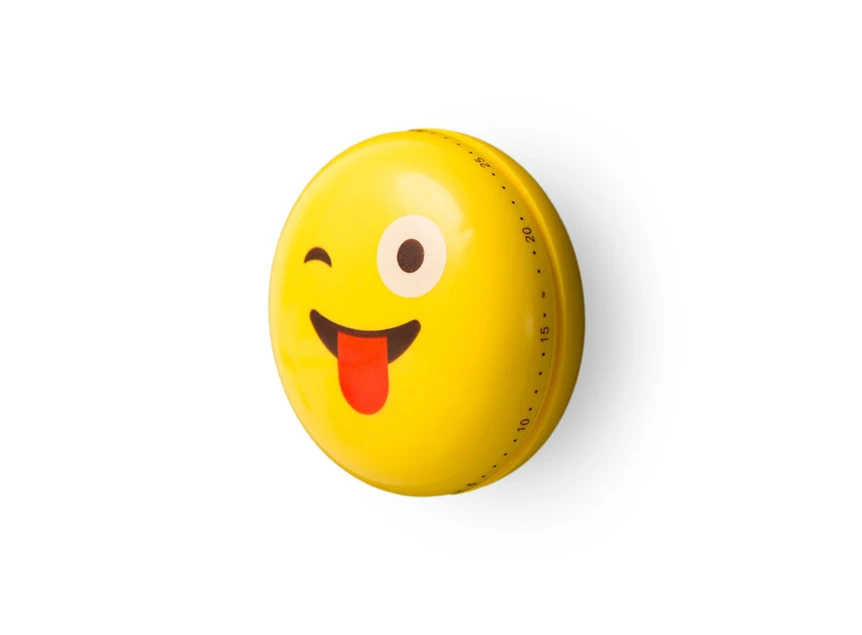 Emoji keukenwekker magneet rond smiley geel uitstekende tong balvi B26629 keukenhulp magnetic timer bergers