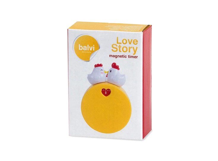 Love story magnetic timer b25948 kippen rond geel magneet bergers keukenwekker balvi