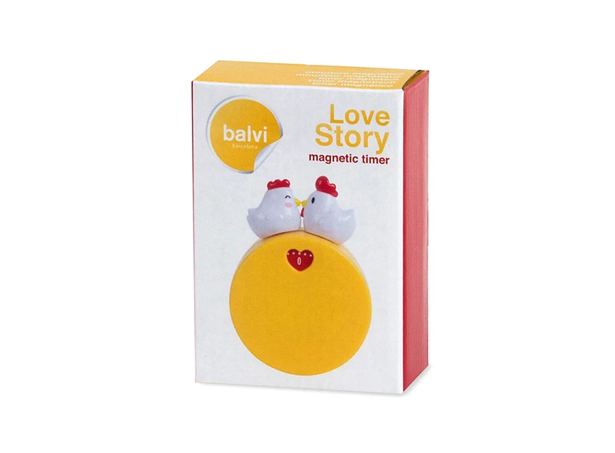Love story magnetic timer b25948 kippen rond geel magneet bergers keukenwekker balvi