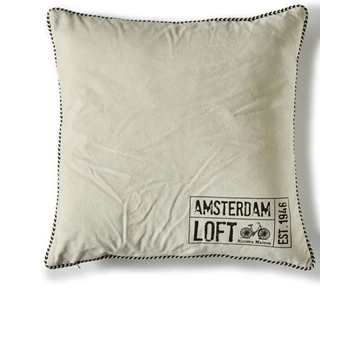 Amsterdam loft velvet pillow cover creme 50x50