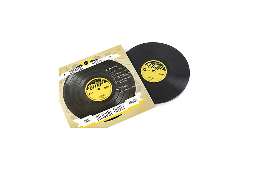 Trivet coaster vinylplaat elpee lp pannenlap silicone panonderlegger keukenaccessoire tafelbeschermer