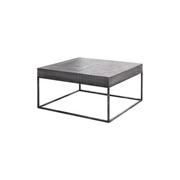 Grado salontafel 80x80cm mangohout vierkant stalen vintage frame grijs antiek 2292-16AG