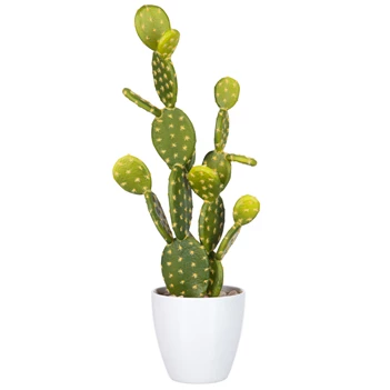 60585 Jolipa J-Line Kunstplant Cactus Opuntia in Witte Pot L