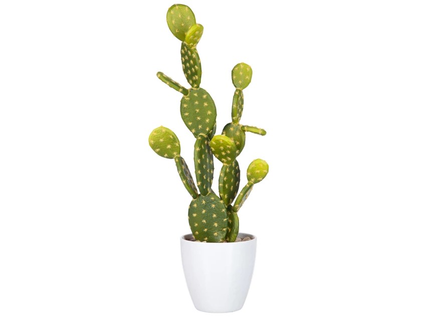 60585 Jolipa J-Line Kunstplant Cactus Opuntia in Witte Pot L