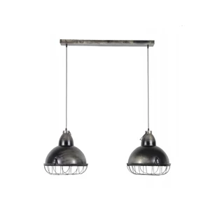 Hanglamp industry 2 kappen dia 38cm metaal raster 7629/29 Zijlstra pendel verlichting industrieel vintage oud zilver