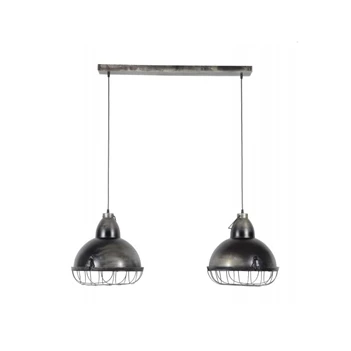 Hanglamp industry 2 kappen dia 38cm metaal raster 7629/29 Zijlstra pendel verlichting industrieel vintage oud zilver