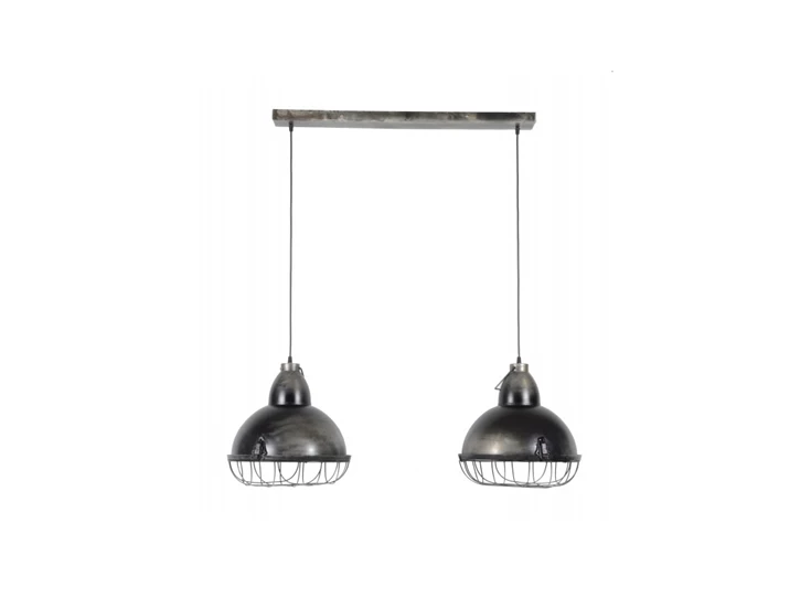 Hanglamp industry 2 kappen dia 38cm metaal raster 7629/29 Zijlstra pendel verlichting industrieel vintage oud zilver