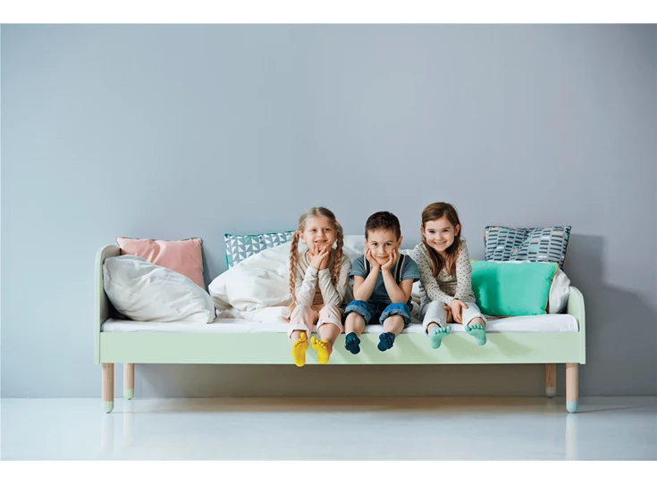 Play Flexa eenpersoonbed muntgroen kinderen sfeerbeeld roomsetting scandinavisch design