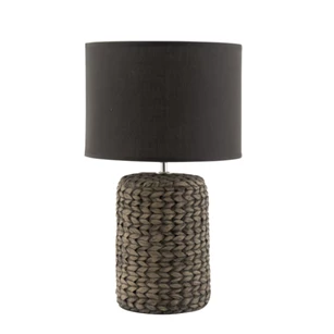 Lamp- voet+kap- dik vlecht- beton/katoen- wit- smal- (28X28X47cm)- 1534