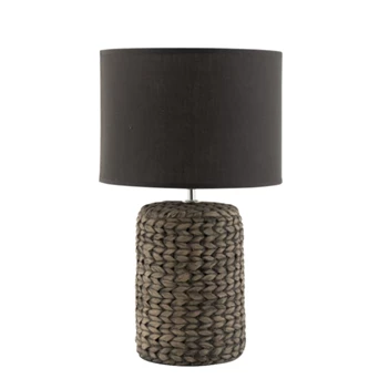 Lamp- voet+kap- dik vlecht- beton/katoen- wit- smal- (28X28X47cm)- 1534