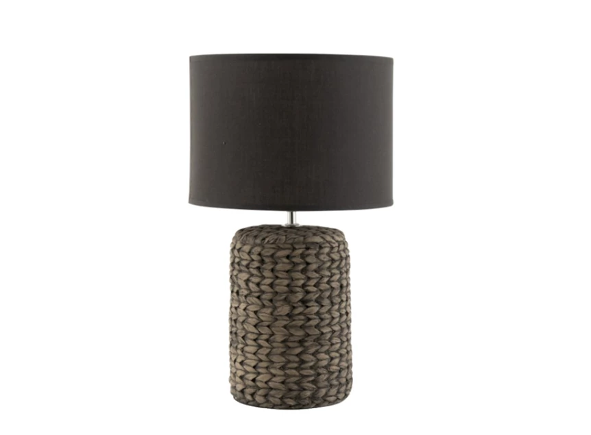 Lamp- voet+kap- dik vlecht- beton/katoen- wit- smal- (28X28X47cm)- 1534