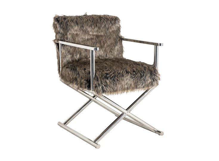 Abbey chair faux fur nep bont regisseursstoel richmond interiors zilverkleurig onderstel metaal s4401 grey