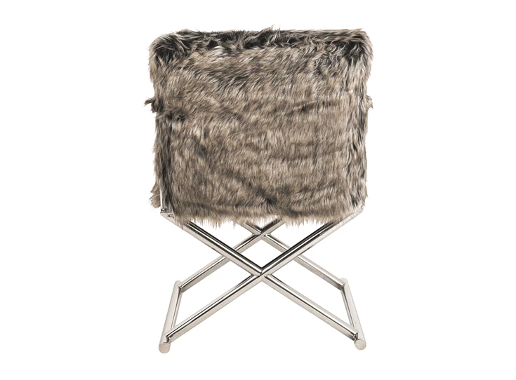 Abbey chair faux fur nep bont regisseursstoel richmond interiors zilverkleurig onderstel metaal s4401 grey