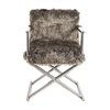 Abbey richmond interiors zilverkleurig onderstel metaal s4401 grey chair faux fur nep bont regisseursstoel