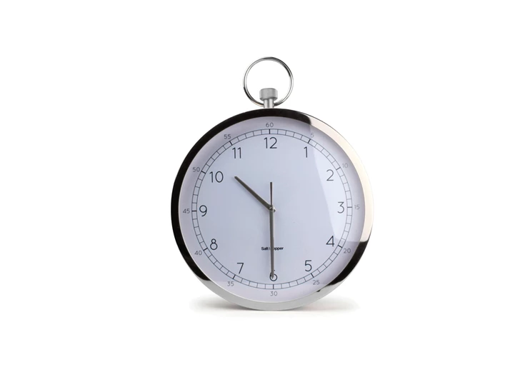 SP41824 Salt and Pepper S&P Wandklok 38cm Stopwatch Style zilver Zone