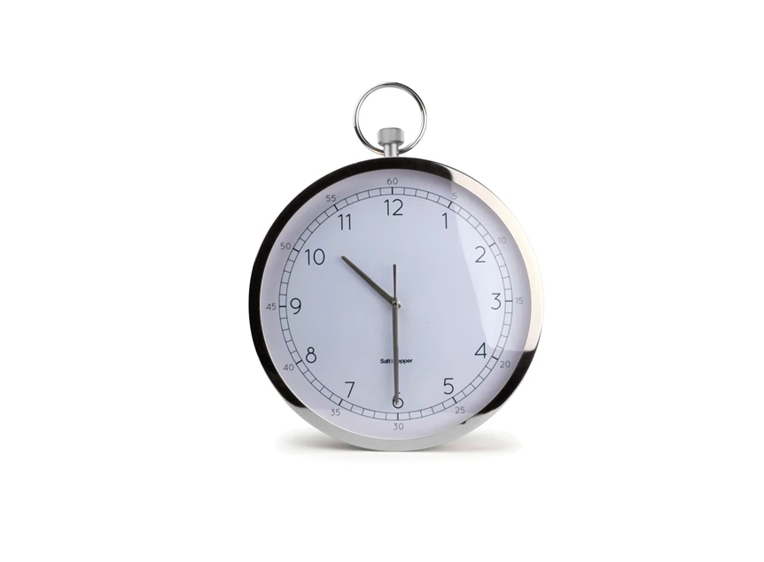 SP41824 Salt and Pepper S&P Wandklok 38cm Stopwatch Style zilver Zone