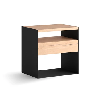 Madison nachttafel 1 lade mintjens sleepline ruw eik zwarte metaalaccenten