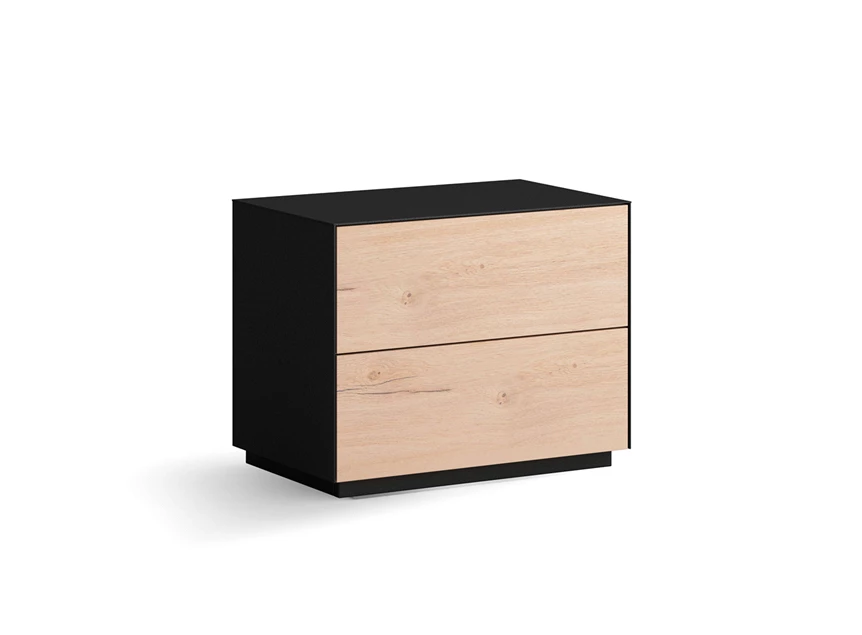 Madison ruw eik zwarte metaalaccenten nachttafel 2 laden mintjens sleepline