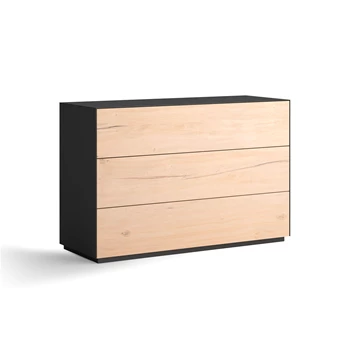 Madison commode 3 laden ruw eik ma9 mintjens sleepline zwarte metaalaccenten