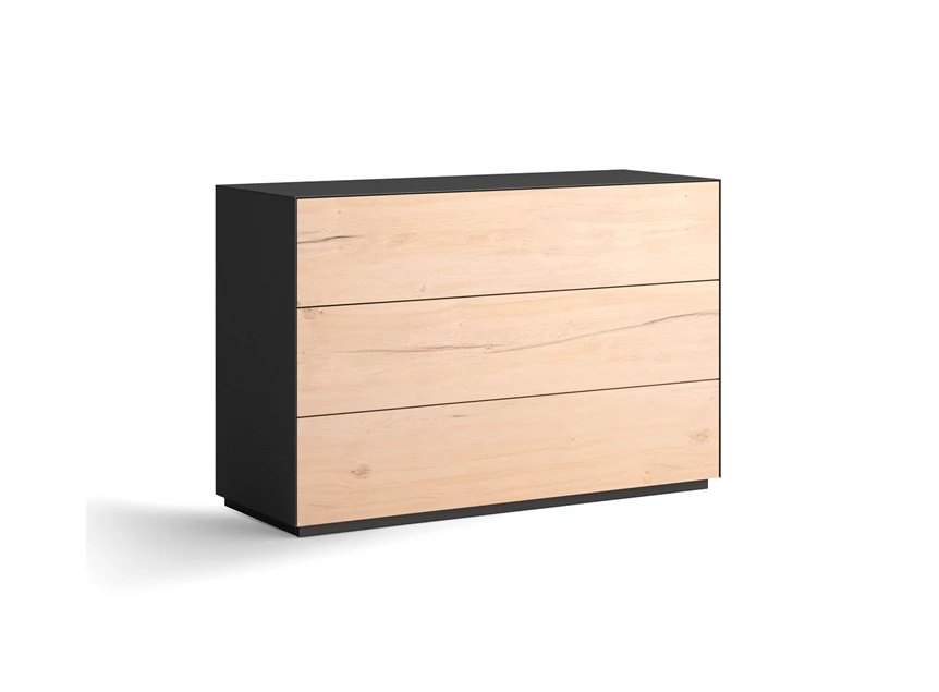 Madison commode 3 laden ruw eik ma9 mintjens sleepline zwarte metaalaccenten