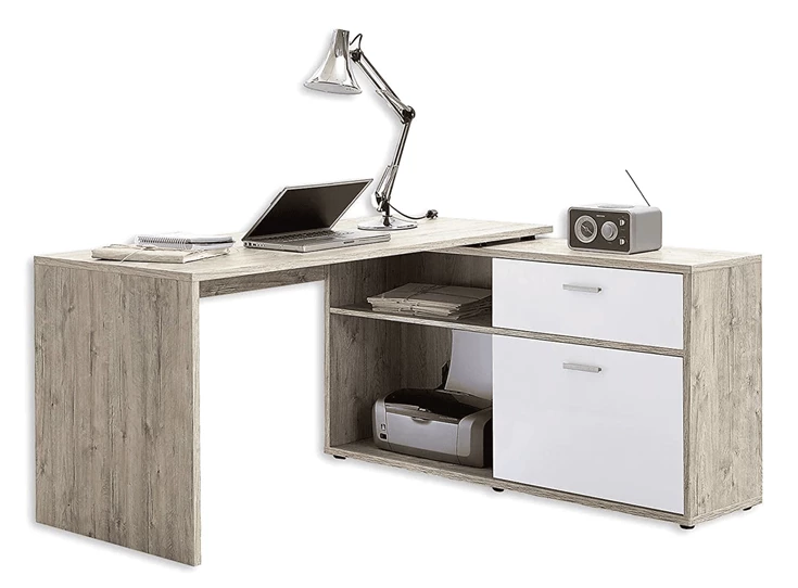Diego 1 bureau zandeik fmd möbel 367-001 witte hoogglans front spaanplaat melamine budget modulair
