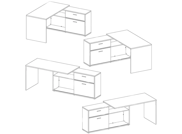 Diego 1 bureau budget modulair opstellingen fmd möbel 367-001 spaanplaat melamine