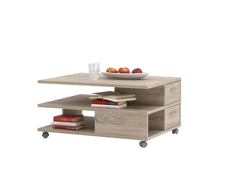 Pia salontafel fmd möbel eiken imitatie wieltjes praktisch laden 646-001 kleinmeubel budget