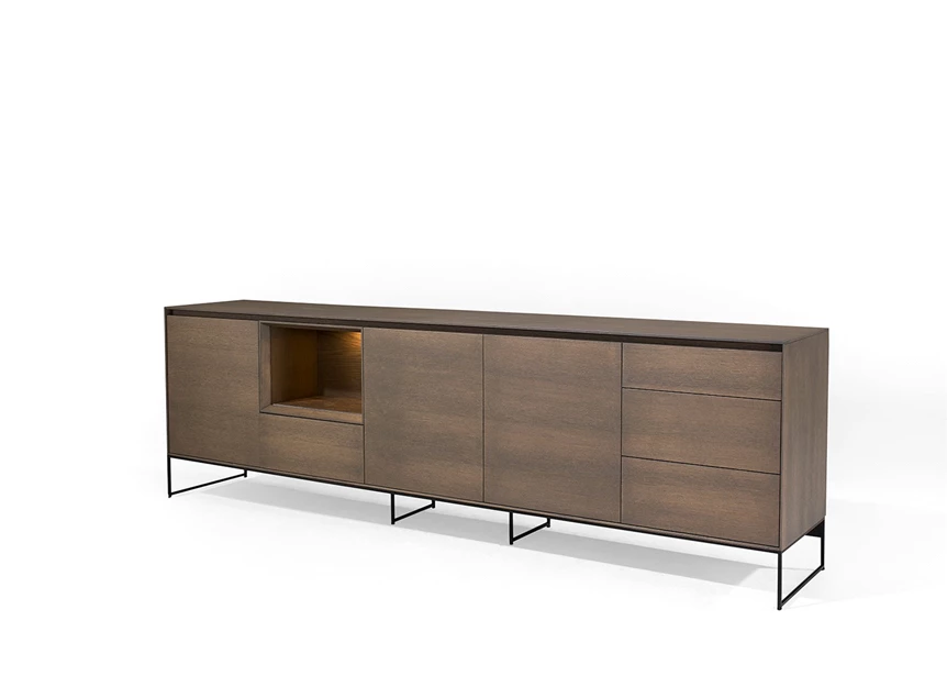 Dressoir Zen 258x80x47cm - ZEDR5.PBPPT schuin vooraanzicht