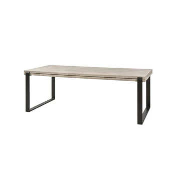 T23UME verlengbare eettafel evan sledepoot metaal K540 lichtgrijze eik open